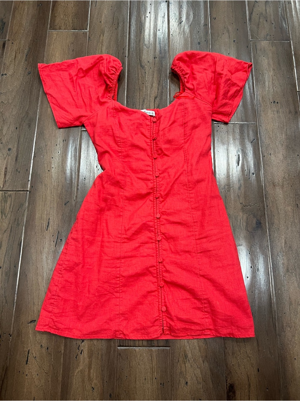 Abercrombie & Fitch Bright Red Button-Front Summer Dress